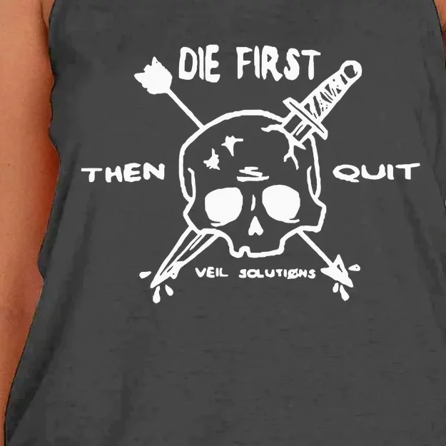 Die First Then Quit Veil Solutions Skull Knife Women's Knotted Racerback Tank