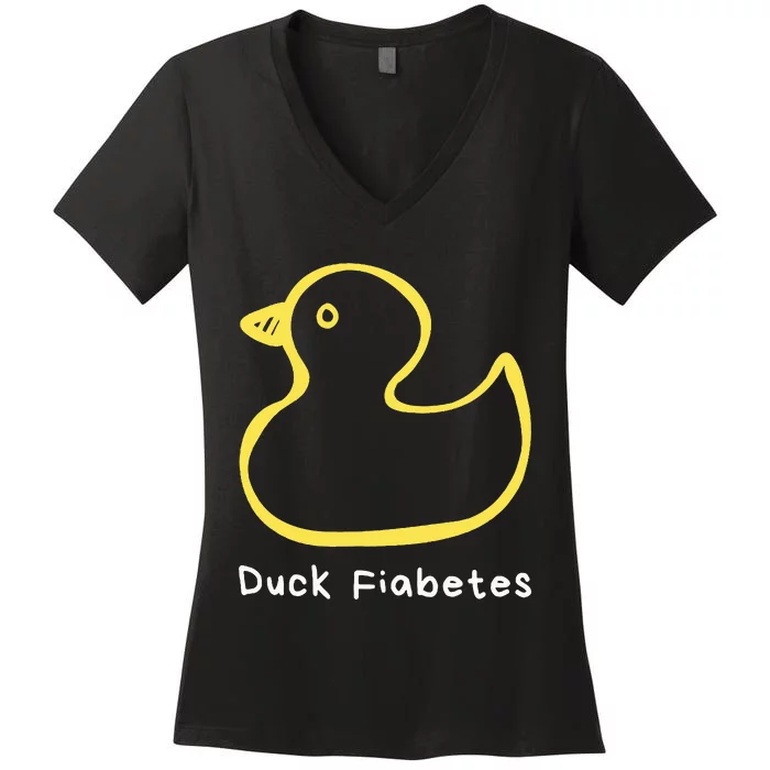 Duck Fiabetes Type 1 Diabetes sucks Women's V-Neck T-Shirt