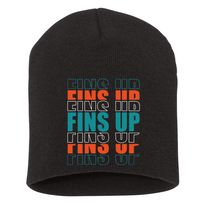 Dolphins Fins Up Gift For Miami Fan Sport Short Acrylic Beanie