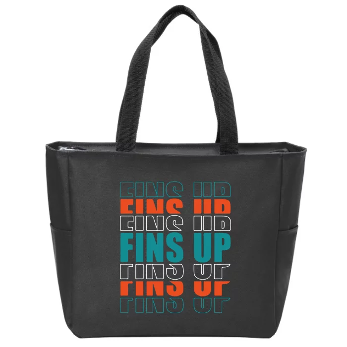 Dolphins Fins Up Gift For Miami Fan Sport Zip Tote Bag