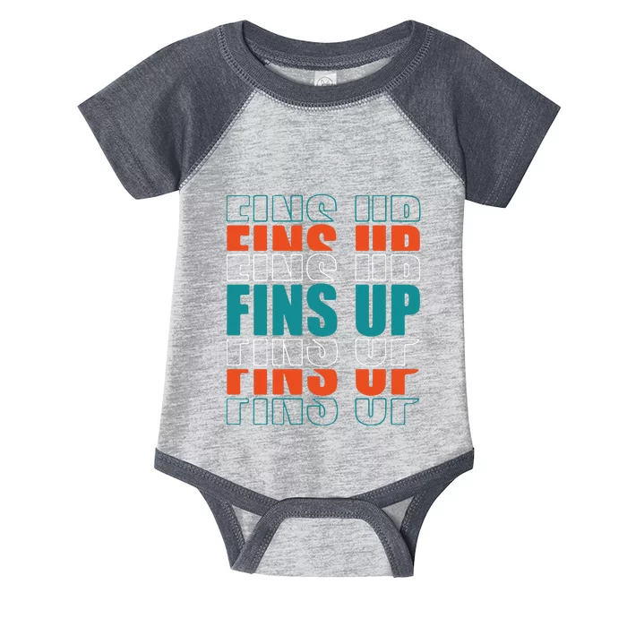 Dolphins Fins Up Gift For Miami Fan Sport Infant Baby Jersey Bodysuit