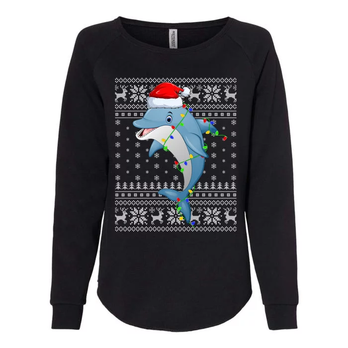 Dolphin Fish Ugly Xmas Sweater Style Santa Dolphin Christmas Meaningful Gift Womens California Wash Sweatshirt