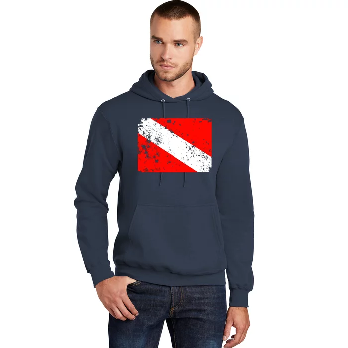 Dive Flag Vintage Worn Scuba Diving Hoodie