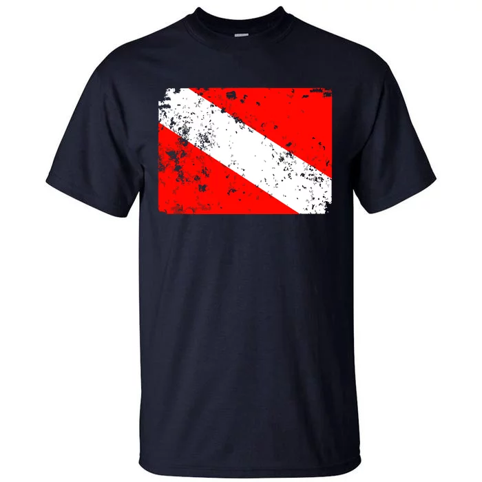 Dive Flag Vintage Worn Scuba Diving Tall T-Shirt