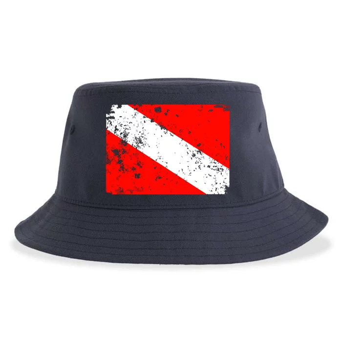 Dive Flag Vintage Worn Scuba Diving Sustainable Bucket Hat