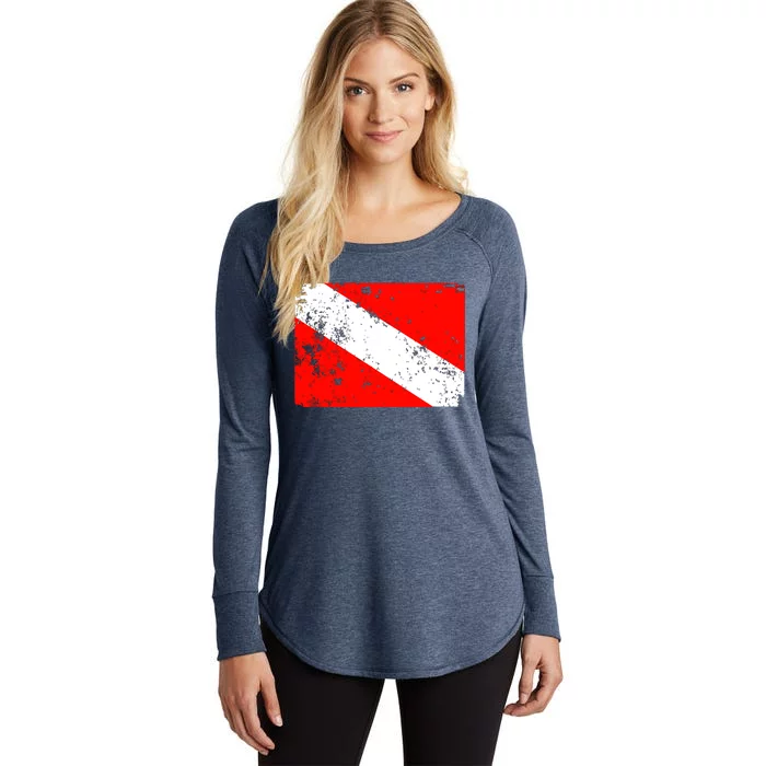 Dive Flag Vintage Worn Scuba Diving Women's Perfect Tri Tunic Long Sleeve Shirt