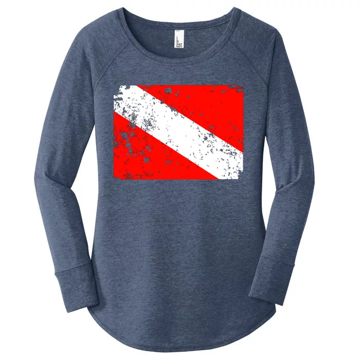 Dive Flag Vintage Worn Scuba Diving Women's Perfect Tri Tunic Long Sleeve Shirt