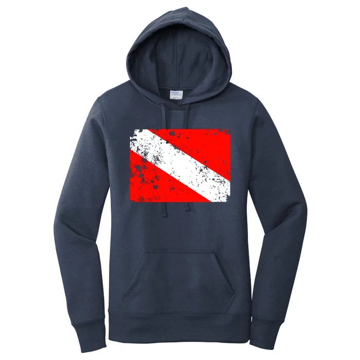 Dive Flag Vintage Worn Scuba Diving Women's Pullover Hoodie