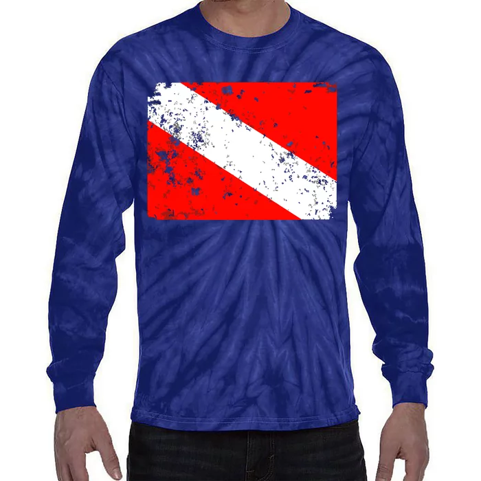 Dive Flag Vintage Worn Scuba Diving Tie-Dye Long Sleeve Shirt