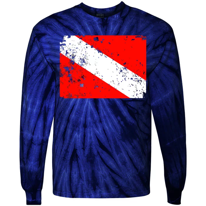 Dive Flag Vintage Worn Scuba Diving Tie-Dye Long Sleeve Shirt