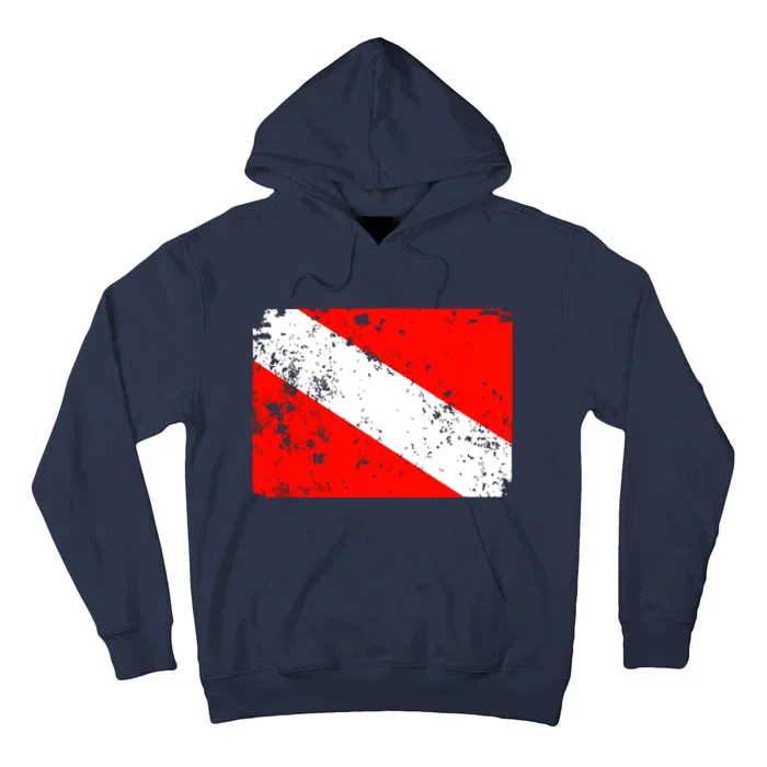 Dive Flag Vintage Worn Scuba Diving Tall Hoodie