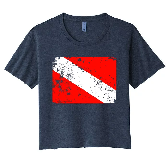 Dive Flag Vintage Worn Scuba Diving Women's Crop Top Tee