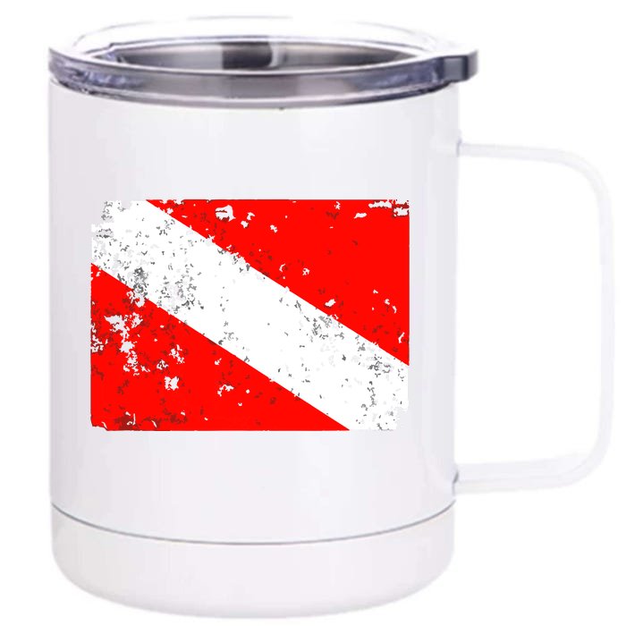 Dive Flag Vintage Worn Scuba Diving Front & Back 12oz Stainless Steel Tumbler Cup