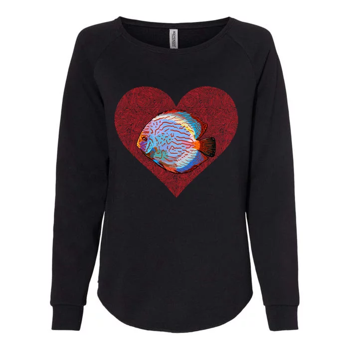 Discus Fish Valentines Day Fish Love Fingerprint Gift Womens California Wash Sweatshirt