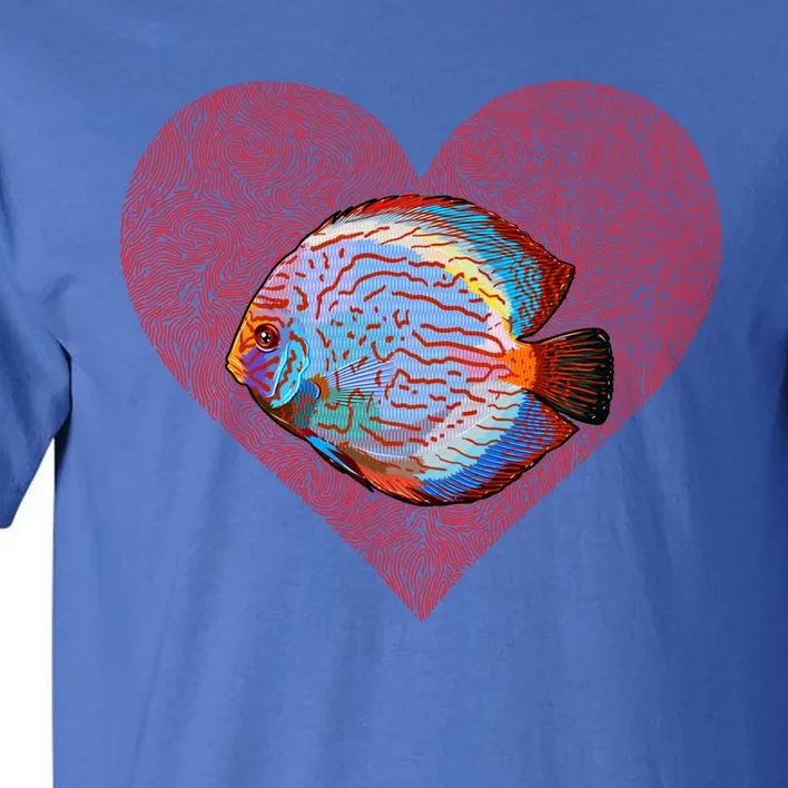 Discus Fish Valentines Day Fish Love Fingerprint Gift Tall T-Shirt