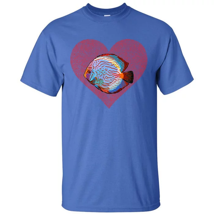 Discus Fish Valentines Day Fish Love Fingerprint Gift Tall T-Shirt