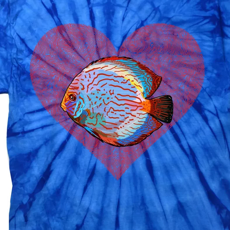 Discus Fish Valentines Day Fish Love Fingerprint Gift Tie-Dye T-Shirt