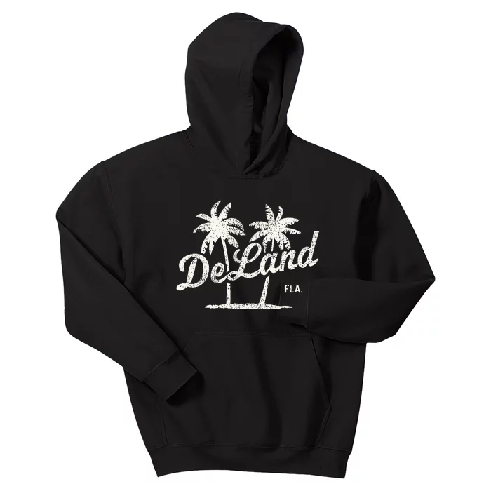 Deland Florida Vintage 70s Palm Trees Kids Hoodie