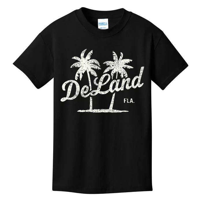 Deland Florida Vintage 70s Palm Trees Kids T-Shirt