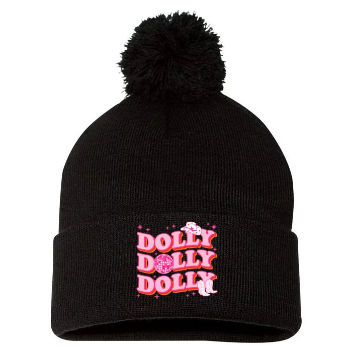 Dolly Funny Western First Name Cowgirl Pom Pom 12in Knit Beanie