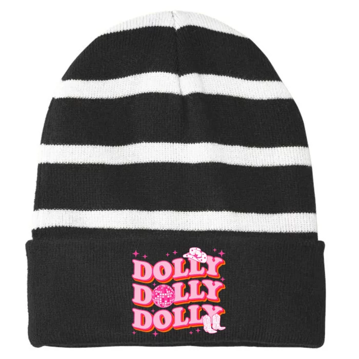 Dolly Funny Western First Name Cowgirl Striped Beanie with Solid Band