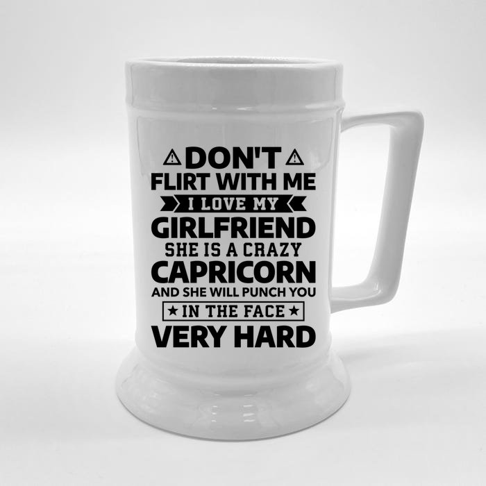 Dont Flirt With Me I Love My Capricorn Friend Horoscope Gift Front & Back Beer Stein