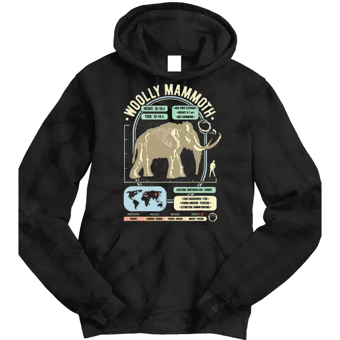 Dinosaur Facts Woolly Mammoth Science & Anatomy Gift Tie Dye Hoodie