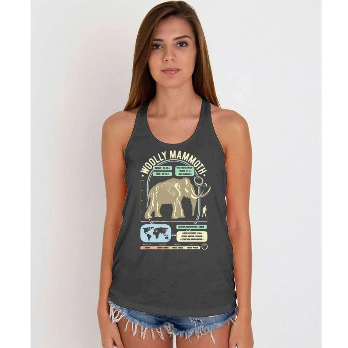 Dinosaur Facts Woolly Mammoth Science & Anatomy Gift Women's Knotted Racerback Tank