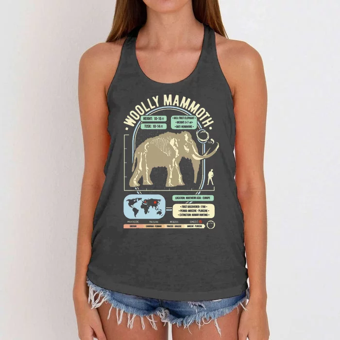 Dinosaur Facts Woolly Mammoth Science & Anatomy Gift Women's Knotted Racerback Tank