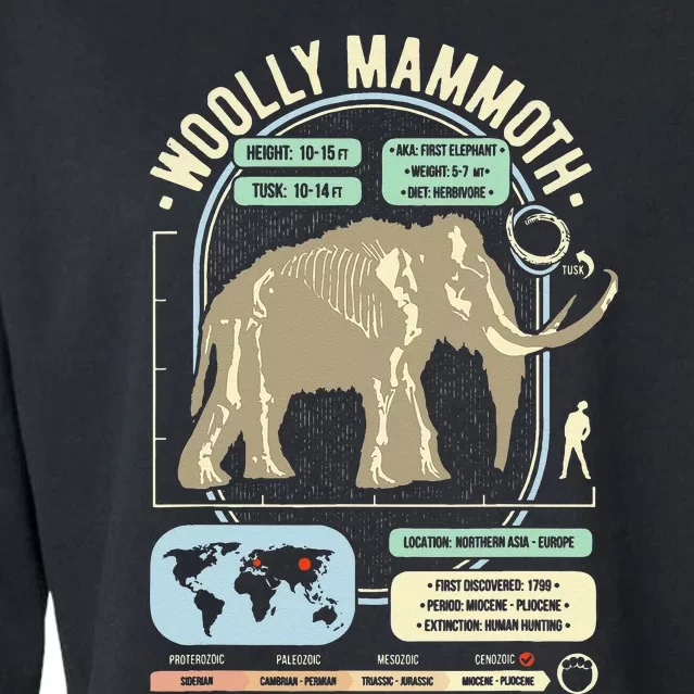 Dinosaur Facts Woolly Mammoth Science & Anatomy Gift Cropped Pullover Crew