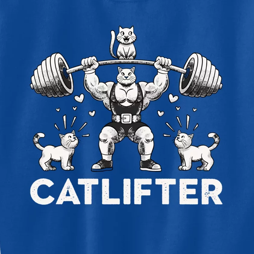 Deadlifter Fitness Workout Bodybuilder Deadlifting Cat Gift Kids Sweatshirt