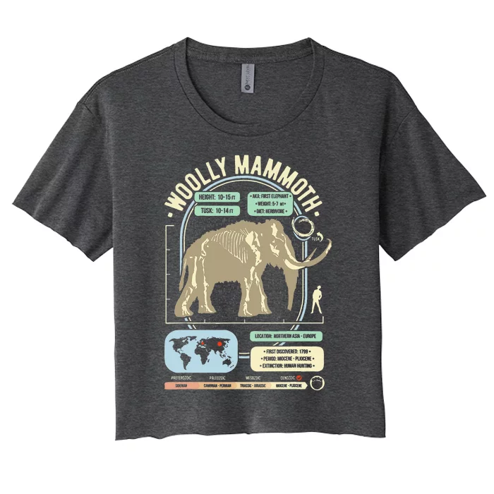 Dinosaur Facts Woolly Mammoth Science & Anatomy Gift Women's Crop Top Tee