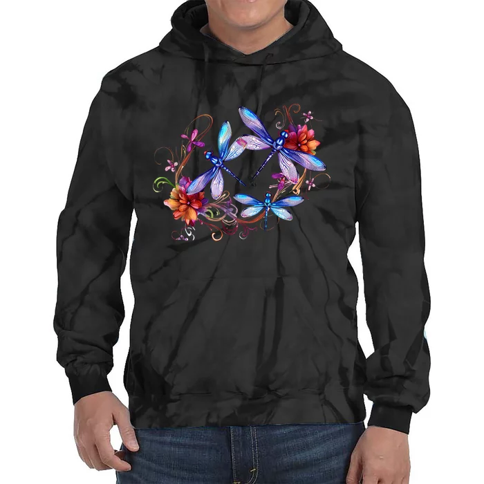 Dragonfly For Women Chakra Color Flower Dragonflies Tie Dye Hoodie