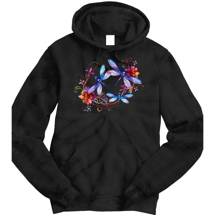 Dragonfly For Women Chakra Color Flower Dragonflies Tie Dye Hoodie