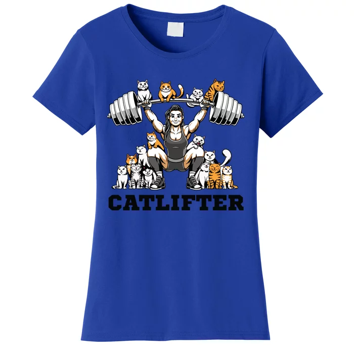 Deadlifter Fitness Workout Bodybuilder Deadlifting Cat Cute Gift Women's T-Shirt