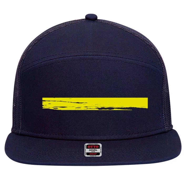 Dispatcher Gift 911 Operator Thin Gold Yellow Line Dispatcher Gift 7 Panel Mesh Trucker Snapback Hat