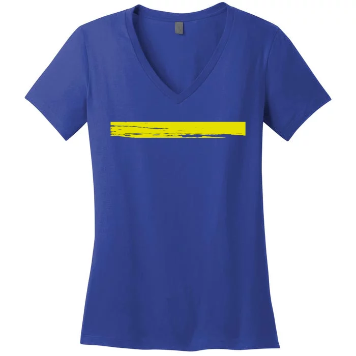 Dispatcher Gift 911 Operator Thin Gold Yellow Line Dispatcher Gift Women's V-Neck T-Shirt