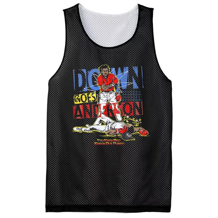 DOWN GOES ANDERSON FUNNY BASEBALL Trending Design Mesh Reversible Basketball Jersey Tank