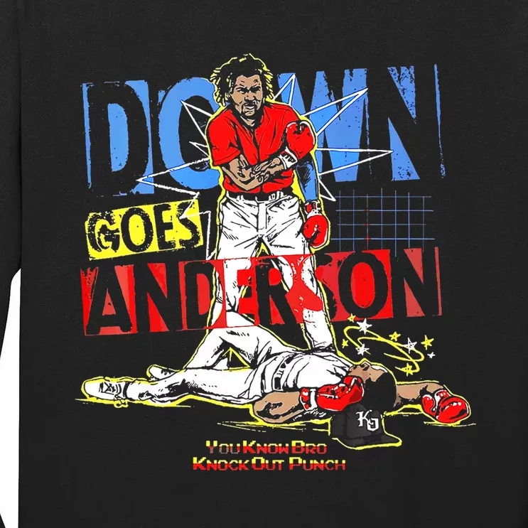 Down Goes Anderson Funny Baseball Tall Long Sleeve T-Shirt