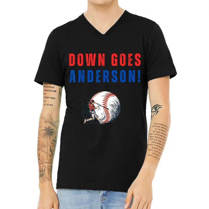 Down Goes Anderson! Funny Trending Quotes V-Neck T-Shirt