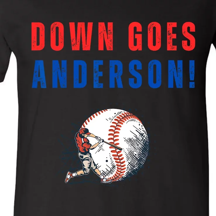 Down Goes Anderson! Funny Trending Quotes V-Neck T-Shirt