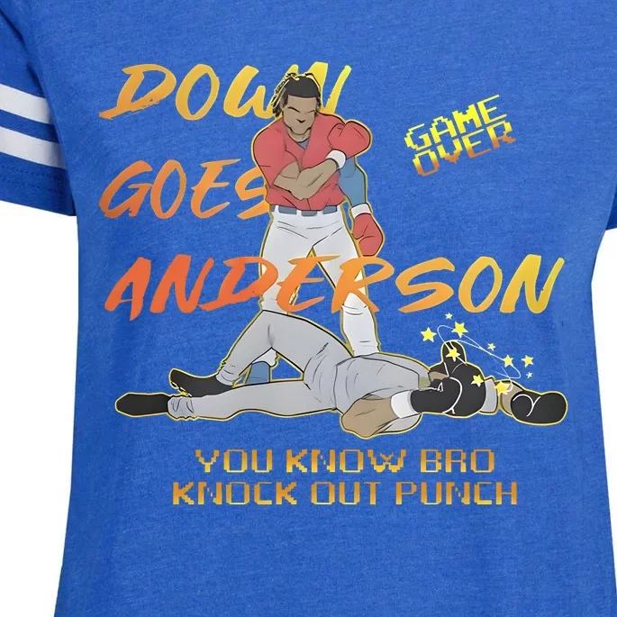 Down Goes Anderson Funny Baseball Meme Enza Ladies Jersey Football T-Shirt