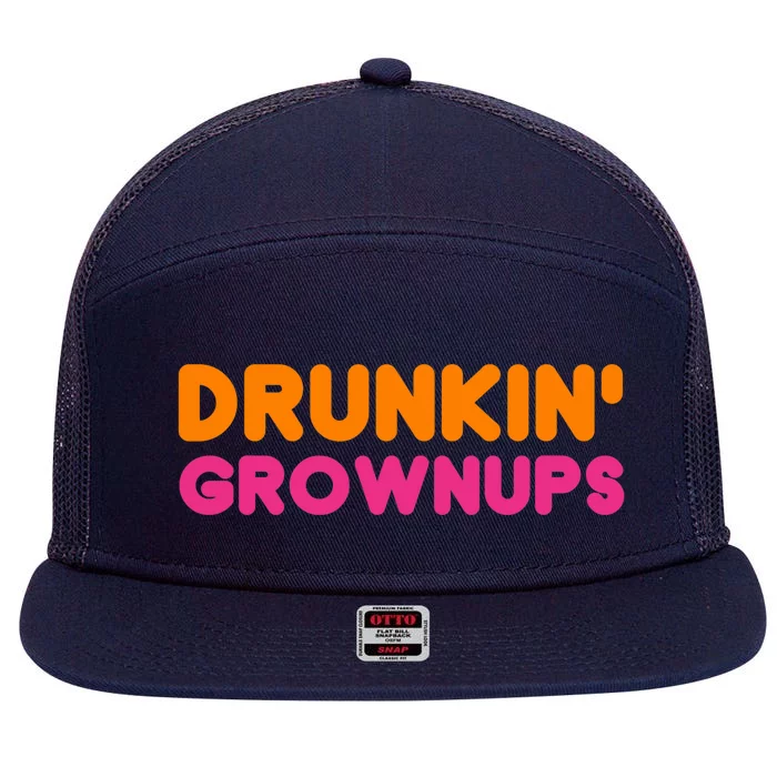 Drunkin' Grownups Adult Party Sarcastic Funny Humor 7 Panel Mesh Trucker Snapback Hat