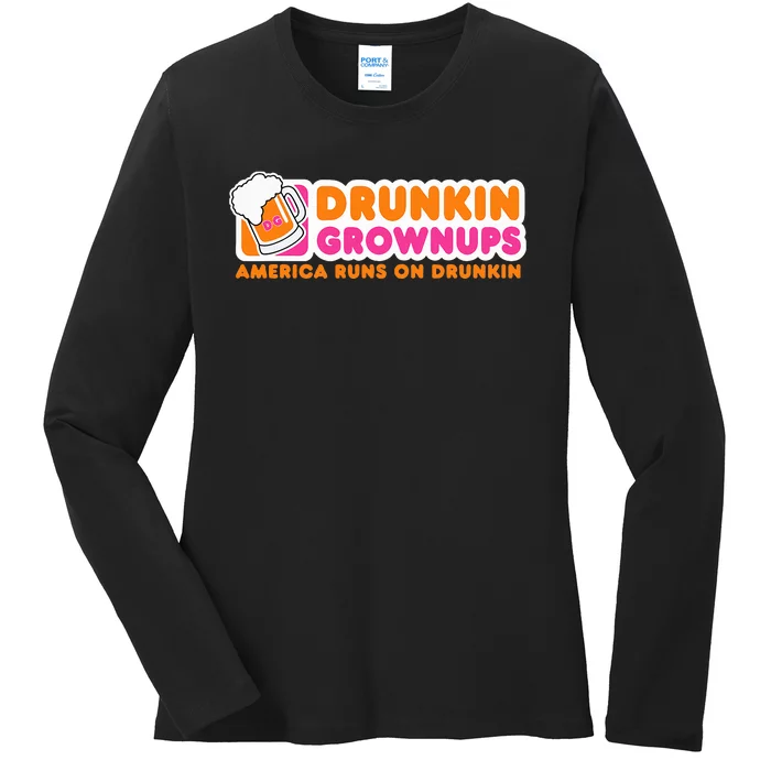 Drunkin Grownups Adult Party Sarcastic Ladies Long Sleeve Shirt