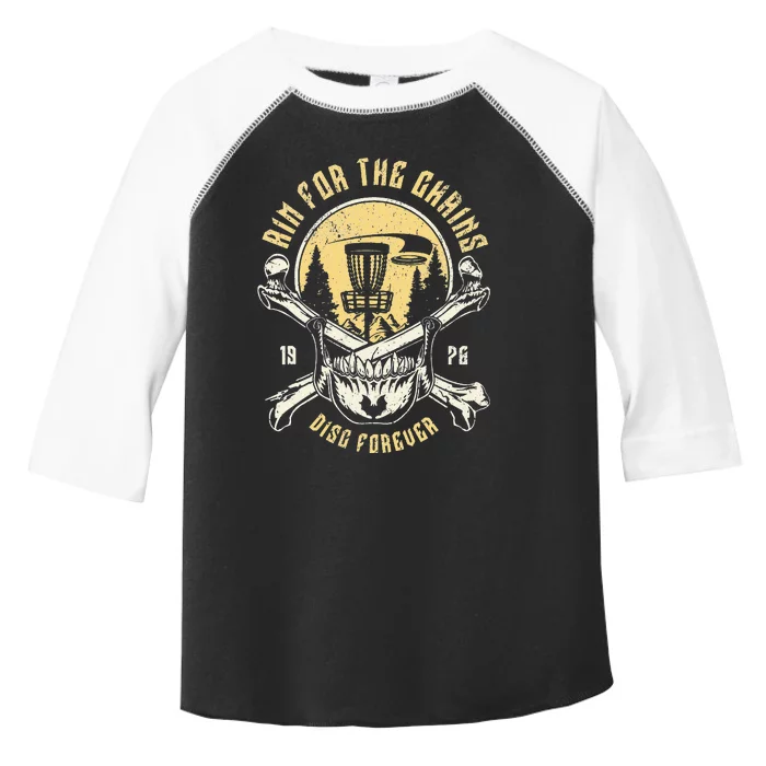 Disc Golf Aim For The Chains Skull Toddler Fine Jersey T-Shirt