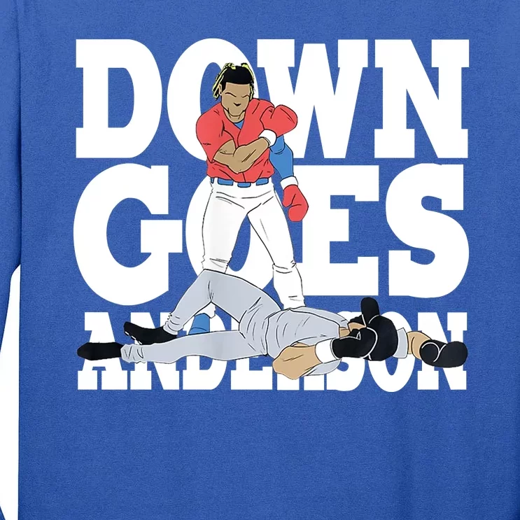 Down Goes Anderson Baseball Fight Tall Long Sleeve T-Shirt