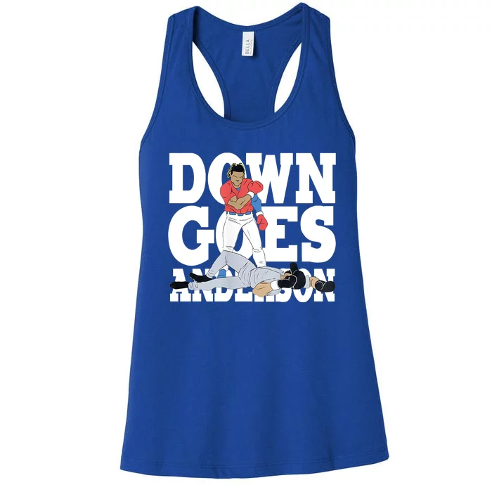 Down Goes Anderson Baseball Fight Women's Racerback Tank