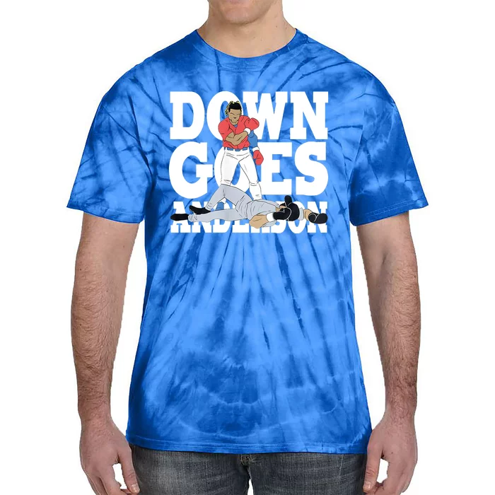 Down Goes Anderson Baseball Fight Tie-Dye T-Shirt