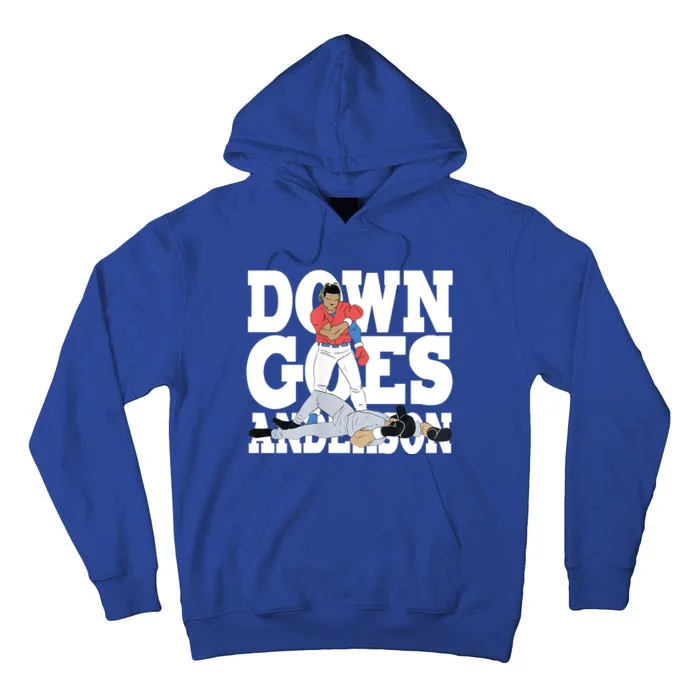 Down Goes Anderson Baseball Fight Tall Hoodie