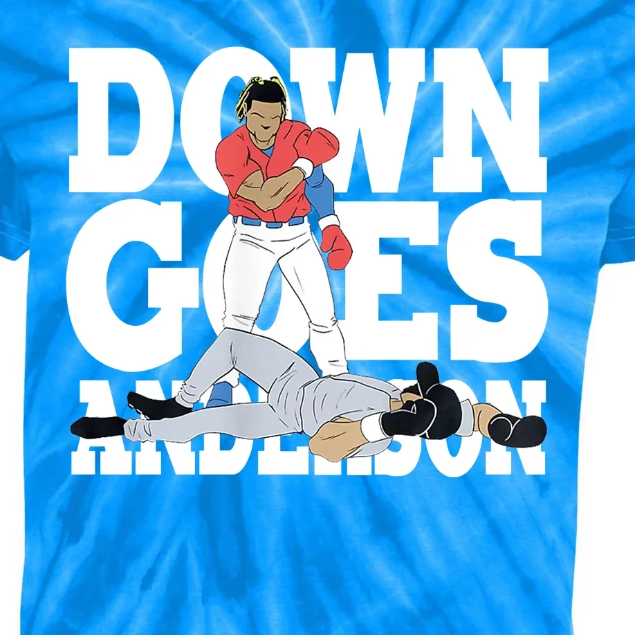 Down Goes Anderson Baseball Fight Kids Tie-Dye T-Shirt